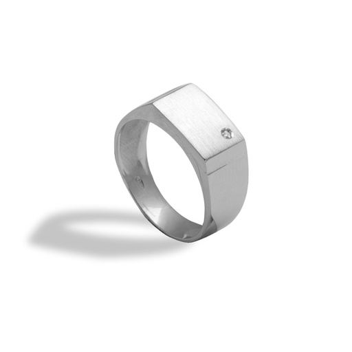 [ZR2064] Zilveren monogramring met Zirkonia steen