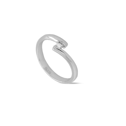 [ZR2072] Zilveren ring Fantasie met Zirkonia steen