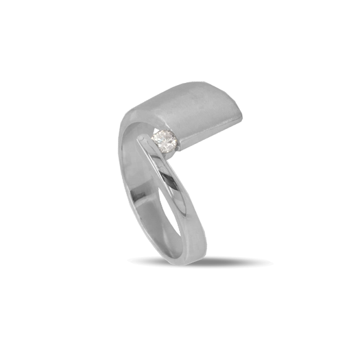 [ZR2073] Zilveren ring Fantasie met Zirkonia steen